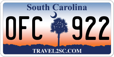 SC license plate OFC922