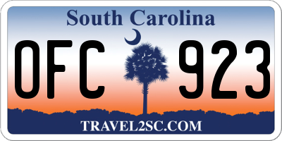 SC license plate OFC923