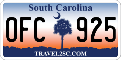 SC license plate OFC925
