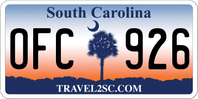SC license plate OFC926