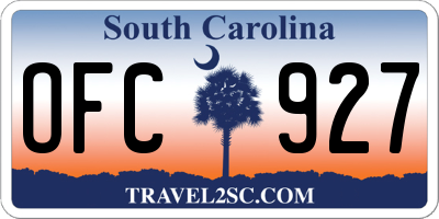 SC license plate OFC927