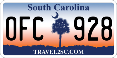 SC license plate OFC928