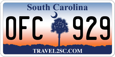 SC license plate OFC929