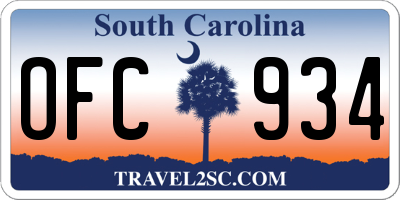 SC license plate OFC934