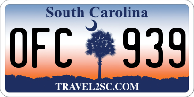 SC license plate OFC939
