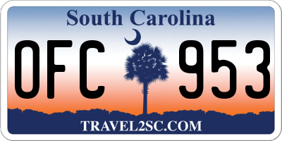 SC license plate OFC953