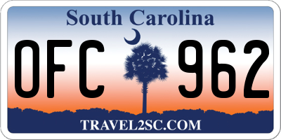SC license plate OFC962