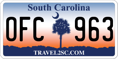 SC license plate OFC963