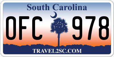 SC license plate OFC978