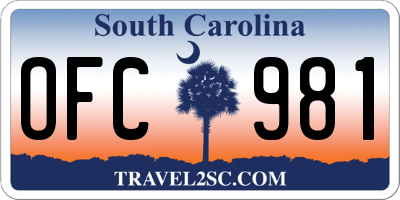 SC license plate OFC981
