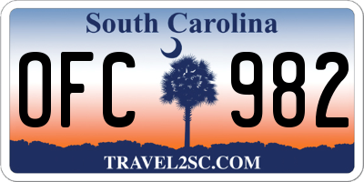 SC license plate OFC982