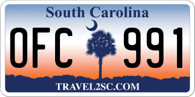 SC license plate OFC991