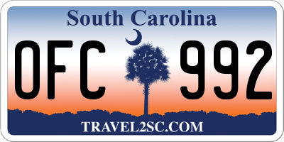 SC license plate OFC992