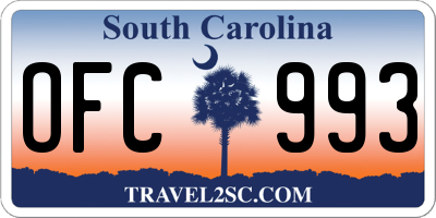 SC license plate OFC993