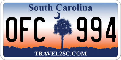 SC license plate OFC994