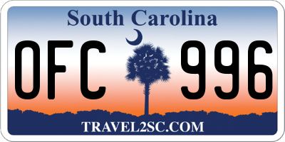 SC license plate OFC996