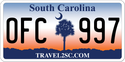 SC license plate OFC997