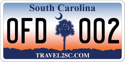 SC license plate OFD002