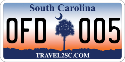 SC license plate OFD005