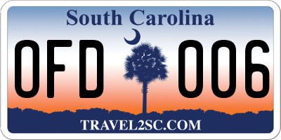 SC license plate OFD006