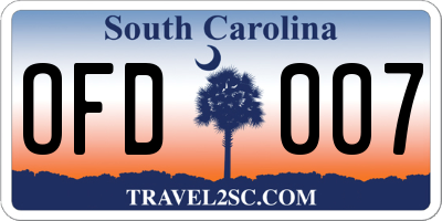 SC license plate OFD007