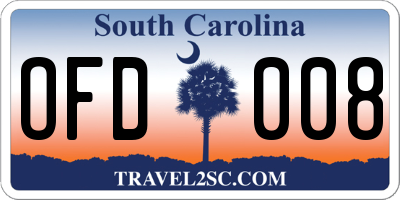 SC license plate OFD008