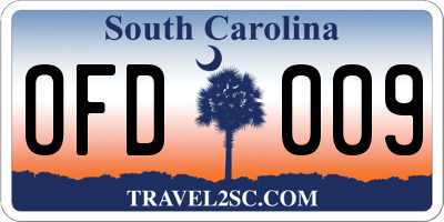 SC license plate OFD009
