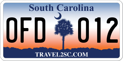 SC license plate OFD012