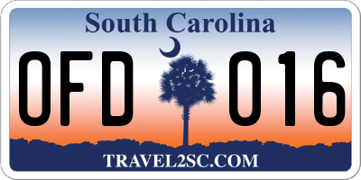 SC license plate OFD016