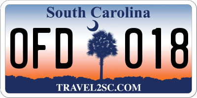 SC license plate OFD018