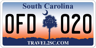 SC license plate OFD020