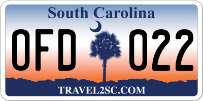 SC license plate OFD022