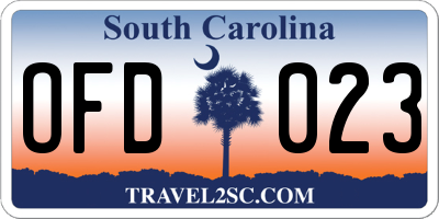 SC license plate OFD023