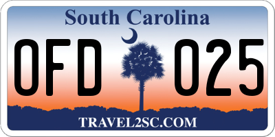 SC license plate OFD025