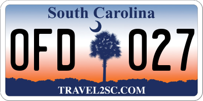 SC license plate OFD027