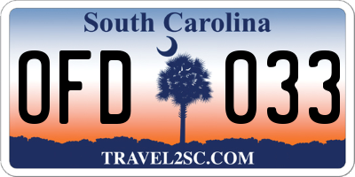 SC license plate OFD033