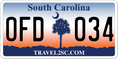 SC license plate OFD034