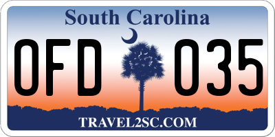 SC license plate OFD035
