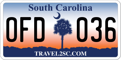 SC license plate OFD036