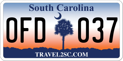 SC license plate OFD037