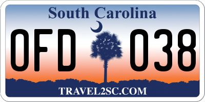 SC license plate OFD038