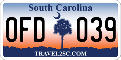 SC license plate OFD039