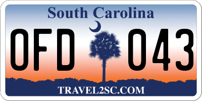 SC license plate OFD043