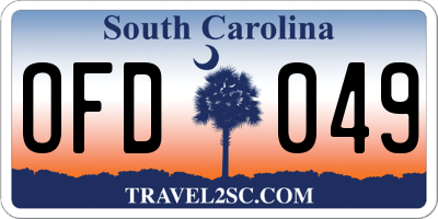 SC license plate OFD049