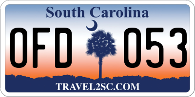 SC license plate OFD053