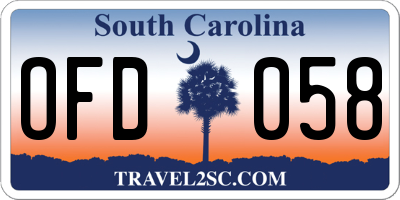 SC license plate OFD058