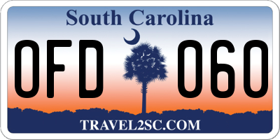SC license plate OFD060
