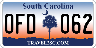 SC license plate OFD062