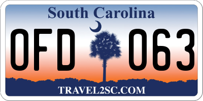 SC license plate OFD063
