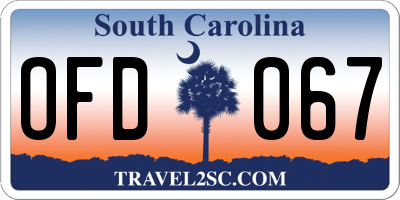 SC license plate OFD067